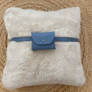 Light Blue Vegan Leather Belt Bag